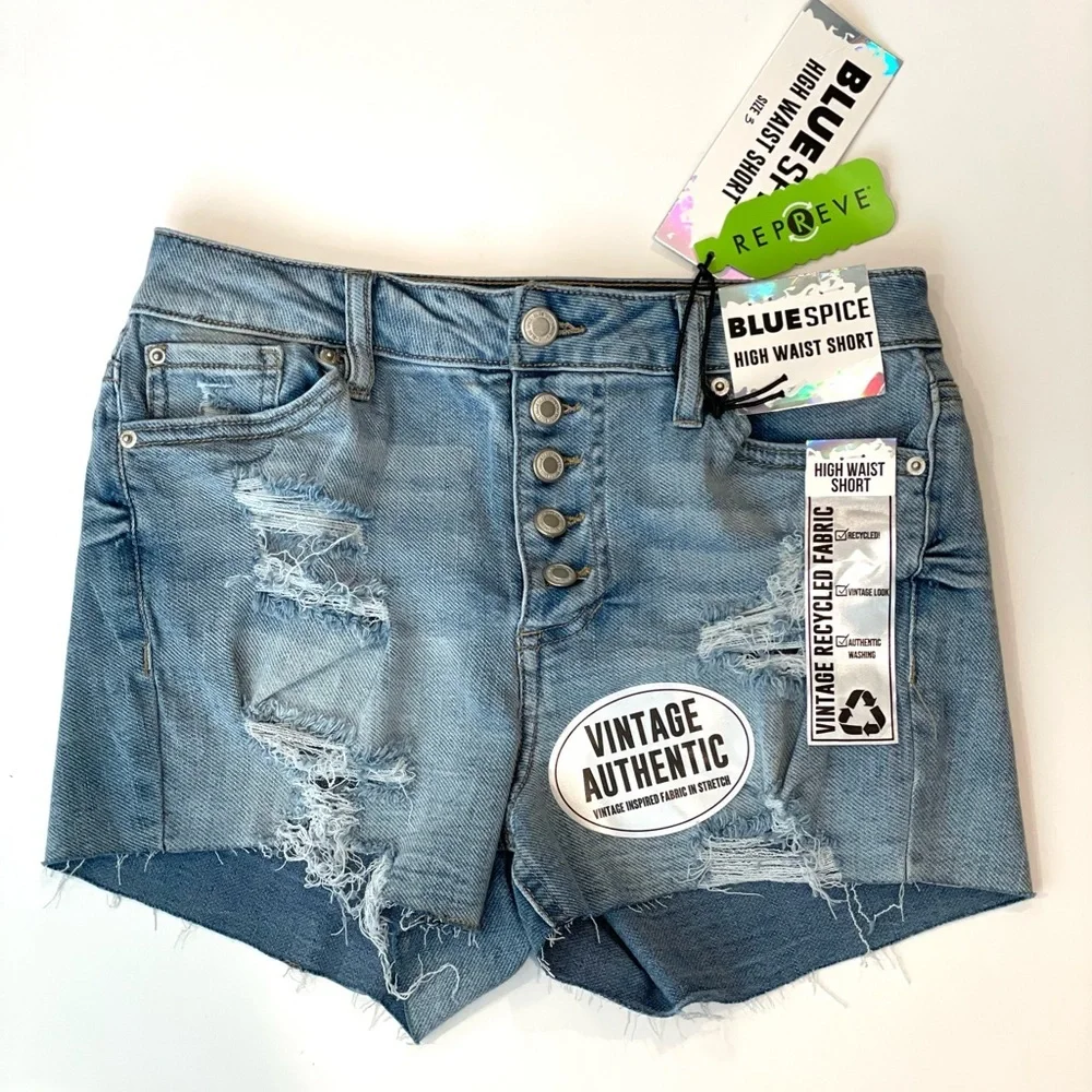 Blue Spice High Waist Vintage Authentic Inspired Stretch Cut Off Jean Shorts SZ3